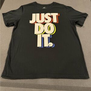 Nike JUST DO IT Black Highlighter Outline Short Sleeve